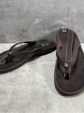 OluKai Kulapa Kai Supportive Leather Thong Flip Flop Sandals Women's Size 9